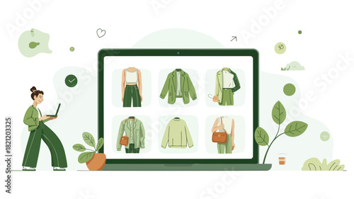 Modern digital banner advertisement featuring a person engrossed in reading a digital lookbook on a device showcasing contemporary marketing and online content consumption