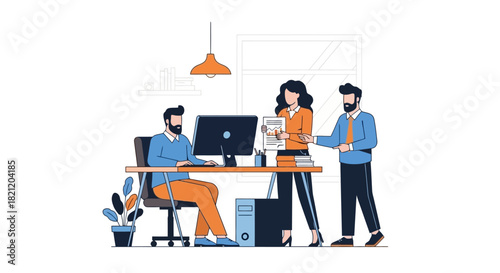 Business Team Collaboration and Office Workplace Meeting Illustration