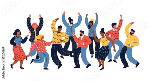 Diverse Group Celebrating Joyful People Dancing Together in Harmony