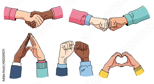 Diverse Hands Coming Together in Unity A Symbol of Agreement, Support, and Friendship