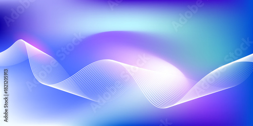 Abstract blue gradient background with shining lines waves. Minimalist background for banner