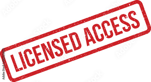 Rectangular grunge rubber stamp featuring LICENSED ACCESS text, positioned diagonally and displaying a distressed texture for official documentation