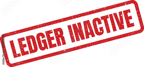 Rectangular ledger inactive stamp with distressed grunge texture marking administrative documents