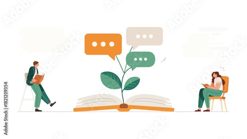 A simple and clean illustration depicting a vibrant green plant emerging from fertile soil symbolizing growth nature and new beginnings in a minimalist design