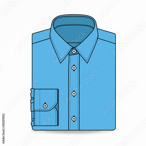 Classic Light Blue Long Sleeve Dress Shirt for Men Featuring a Crisp Collar and Button Closure Detailed Design