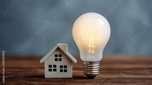 House model with glowing light bulb representing energy efficiency