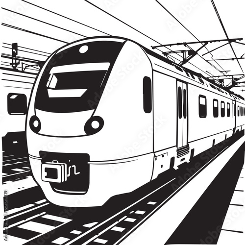 Modern high speed train arriving at the station vector.