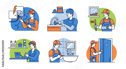 Handyman Services Home Repair Icons Collection