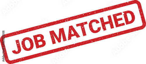 Red grunge stamp vector indicating a successful job match, perfect for human resources and recruitment