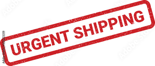 Red rectangular urgent shipping grunge rubber stamp with textured effect for priority mailing needs