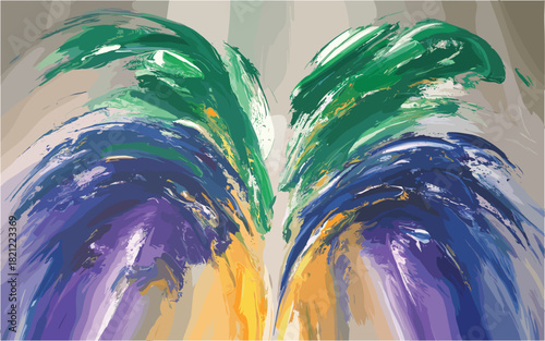 Abstract painting pattern design with gradient color of green, yellow, blue and purple