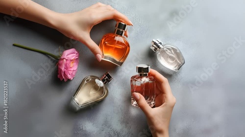Woman choosing a floral perfume fragrance