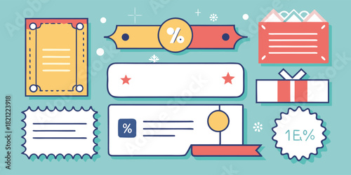 Vector illustration of festive sale banners and price tags for shopping during the Holiday season with space for text and discounts