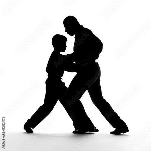 Silhouettes of Elegant Dance Moves Between Two Artists in Motion