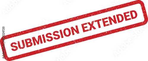 Red weathered rubber stamp effect presenting the phrase SUBMISSION EXTENDED inside a prominent rectangular shape