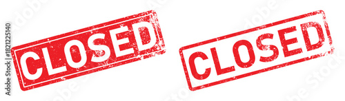 Closed Stamp Impression Illustration in Red: Distressed, Aged Vector