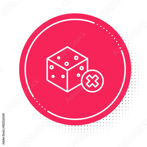 White line No sugar free icon isolated on white background. Sugar cubes. Sweet, nutritious, tasty. Refined sugar. Red circle button. Vector