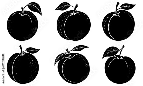 Black Silhouette Apples Set