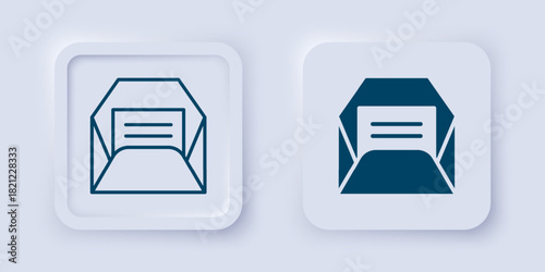 Filled and outline Envelope icon isolated on grey background. Received message concept. New, email incoming message, sms. Mail delivery service. Square button. Vector