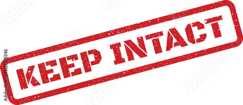 Textured red rectangular stamp featuring Keep Intact message, ensuring product integrity during transport and handling