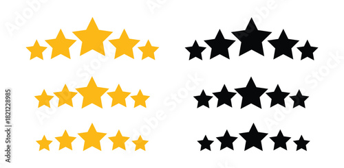 Own Created Black and golden five stars rating review vector illustration on white background.