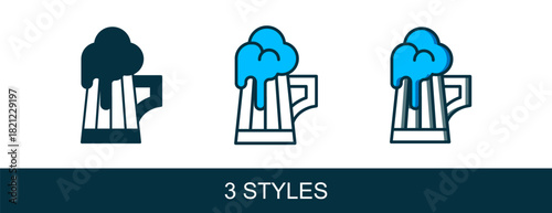 Filled outline Wooden beer mug icon isolated on white background. Vector