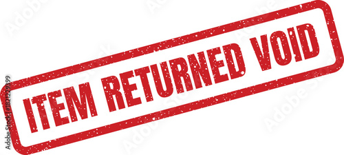 Textured red rubber stamp impression signifying a returned item transaction has been voided or cancelled