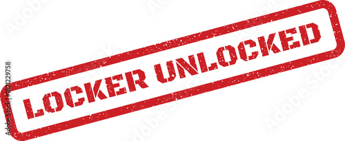 Textured red rubber stamp vector featuring the status LOCKER UNLOCKED, ideal for access management and security systems