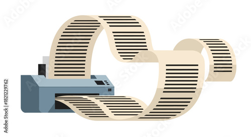 Continuous Paper Roll Printing from a Machine with Text Data Output