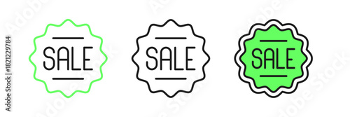 Set line Price tag with an inscription Sale icon isolated on white background. Badge for price. Promo tag discount. Vector