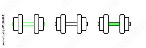 Set line Dumbbell icon isolated on white background. Muscle lifting, fitness barbell, sports equipment. Vector