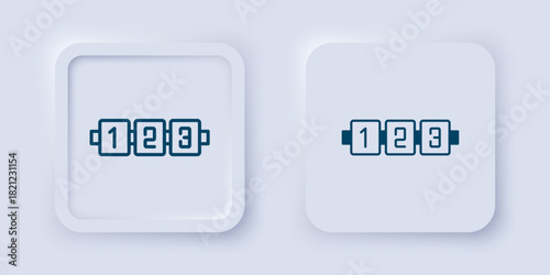 Filled and outline Education logic game for preschool kids icon isolated on grey background. Kids activity sheet. Count the number of cubes. Square button. Vector