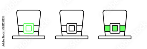 Set line Leprechaun hat icon isolated on white background. Happy Saint Patricks day. National Irish holiday. Vector