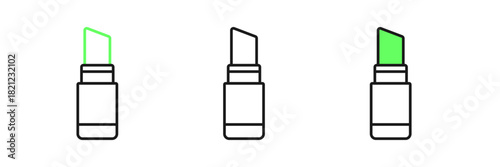 Set line Lipstick icon isolated on white background. 8 March. International Happy Women Day. Vector