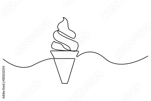 Continuous line drawing of ice cream with stick minimalist one line popsicle outline design
