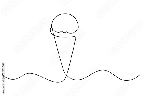 Continuous line drawing of ice cream with stick minimalist one line popsicle outline design
