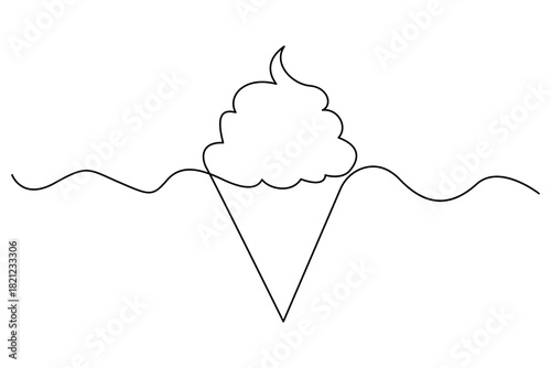Continuous line drawing of ice cream with stick minimalist one line popsicle outline design
