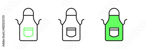 Set line Blacksmith apron icon isolated on white background. Protective clothing and tool worker. Vector