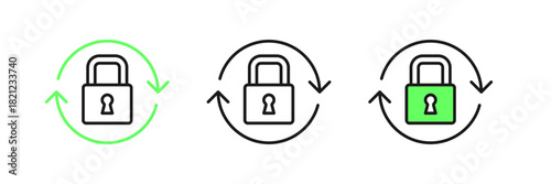 Set line Lock icon isolated on white background. Padlock sign. Security, safety, protection, privacy concept. Vector