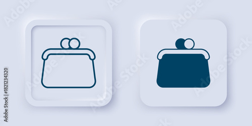 Filled and outline Handbag icon isolated on grey background. Female handbag sign. Glamour casual baggage symbol. Square button. Vector