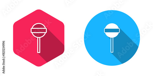 Filled and outline Lollipop icon isolated with long shadow background. Food, delicious symbol. Happy Halloween party. Vector