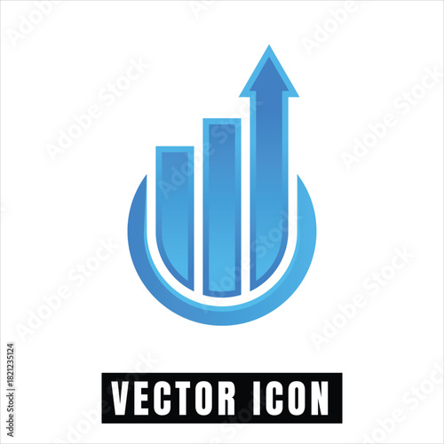 Blue upward arrow graph symbolizing growth and success