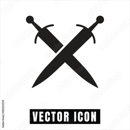 Two crossed swords vector icon symbolizing battle and strength