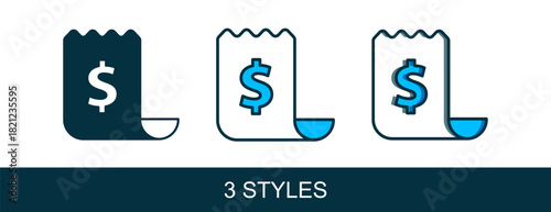 Filled outline Paper check and financial check icon isolated on white background. Paper print check, shop receipt or bill. Vector