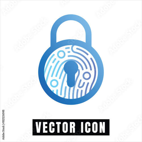 Digital fingerprint padlock icon symbolizing security and access