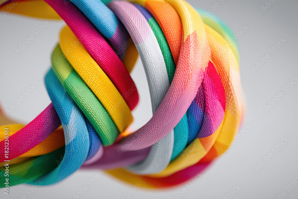 custom made wallpaper toronto digitalClose up of colorful, intertwined fabric ropes creates vibrant and dynamic abstract pattern. bright colors and textures evoke sense of playfulness and creativity