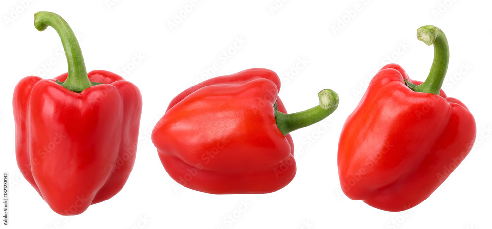 Obraz premium Red Bell Pepper (Sweet Red Pepper) isolated, transparent PNG, PNG format, Collection, set