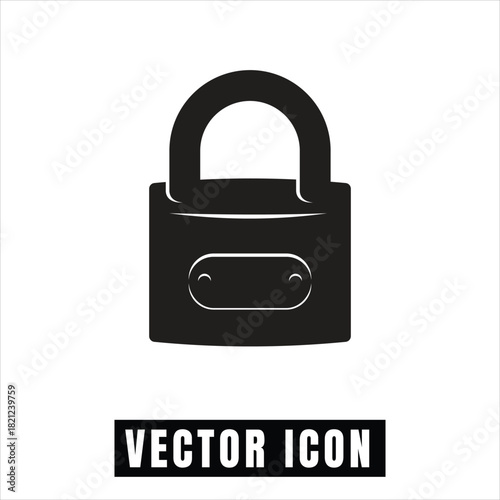Black silhouette of a padlock security icon vector graphic