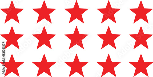 Red Star Five-Pointed Icon Set Pattern Repeating Background Graphic Design Element Success Quality Rating Review Award Victory Celebration Decorative Element Festive Holiday.