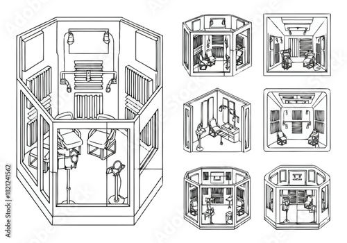 Isometric Room Layouts and Interior Design Concepts Collection furniture icons interior design architecture